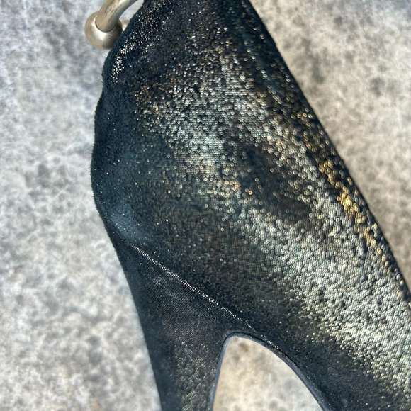 Guillaume Hinfray black and  gold peep toe heel, size 37.5 - Picture 9 of 16